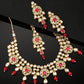 Priyaasi Women Ruby Kundan Gold-Polished MaangTika Jewellery Set - Noz2Toz
