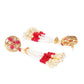Priyaasi Women White Beads Ruby Pearls Gold-Polished Ranihaar Jewellery Set - Swadesiicart