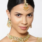 Priyaasi Women Kundan Emerald Beads Gold-Polished MaangTika Jewellery Set - Swadesiicart