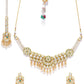 Priyaasi Women Kundan Emerald Beads Gold-Polished MaangTika Jewellery Set - Swadesiicart