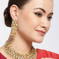 Priyaasi Women Gold-Polished Kundan And Ruby Studded Jewellery Set - Swadesiicart