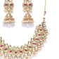 Priyaasi Women Gold-Polished Kundan And Ruby Studded Jewellery Set - Swadesiicart