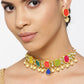 Priyaasi Women Multi-Color Stones Pearls Kundan Gold-Polished Jewellery Set - Noz2Toz