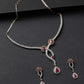 Priyaasi Women Pink Ruby American Diamond Gold-Polished Jewellery Set - Noz2Toz