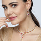 Priyaasi Women Pink Ruby American Diamond Gold-Polished Jewellery Set - Swadesiicart