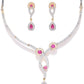 Priyaasi Women Pink Ruby American Diamond Gold-Polished Jewellery Set - Swadesiicart