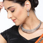 Priyaasi Women Black American Diamond Rhodium Plated Linear Jewellery Set - Swadesiicart