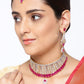 Priyaasi Women Pink Ruby American Diamond MaangTikka Jewellery Set - Swadesiicart