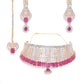 Priyaasi Women Pink Ruby American Diamond MaangTikka Jewellery Set - Swadesiicart