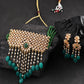 Priyaasi Women Green Beads Kundan Emerald Gold-Polished Jewellery Set - Swadesiicart