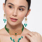 Priyaasi Women Green Beads Kundan Emerald Gold-Polished Jewellery Set - Swadesiicart