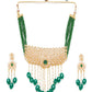 Priyaasi Women Green Beads Kundan Emerald Gold-Polished Jewellery Set - Swadesiicart