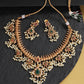 Priyaasi Women Ruby Emerald Kundan Beads Gold-Polished Jewellery Set - Noz2Toz