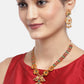 Priyaasi Women Ruby Emerald Beads Gold-Polished Floral Peacock Jewellery Set - Swadesiicart