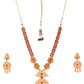 Priyaasi Women Ruby Emerald Beads Gold-Polished Floral Peacock Jewellery Set - Swadesiicart