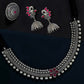 Priyaasi Women Ruby German Silver Oxidised Peacock Jewellery Set & Ring - Noz2Toz