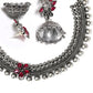 Priyaasi Women Ruby German Silver Oxidised Peacock Jewellery Set & Ring - Swadesiicart