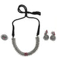Priyaasi Women Ruby German Silver Oxidised Peacock Jewellery Set & Ring - Swadesiicart