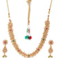 Priyaasi Women Ruby Emerald Stones Pearls Gold-Polished Floral Jewellery Set - Swadesiicart