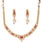 Priyaasi Women Ruby Stones Pearls Beads Gold-Polished Jewellery Set - Swadesiicart