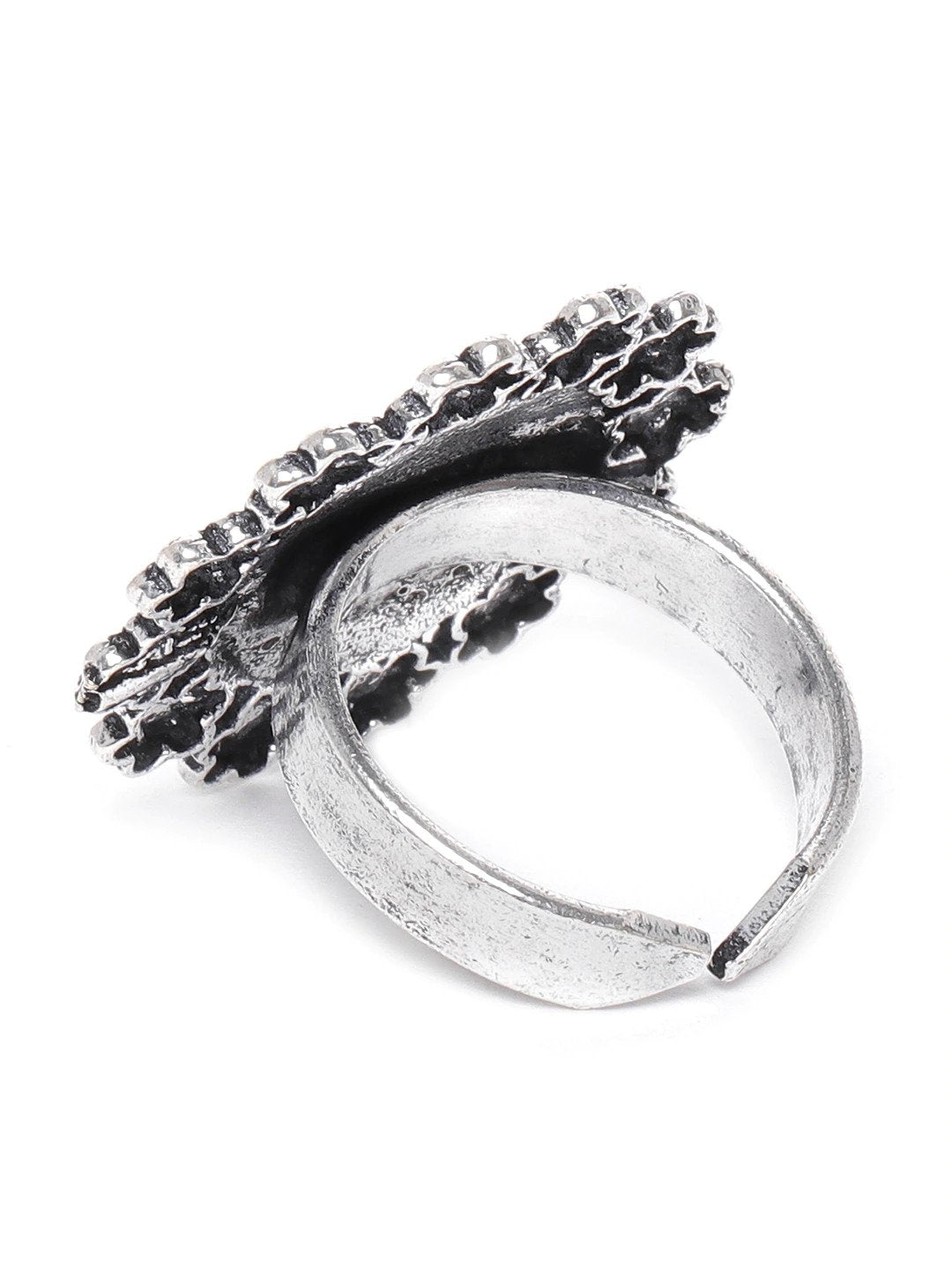 Priyaasi Women German Silver Oxidised Ghungroo Jewellery Set With Ring & Nosepin - Swadesiicart