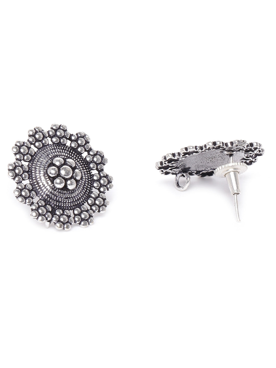 Priyaasi Women German Silver Oxidised Ghungroo Jewellery Set With Ring & Nosepin - Swadesiicart