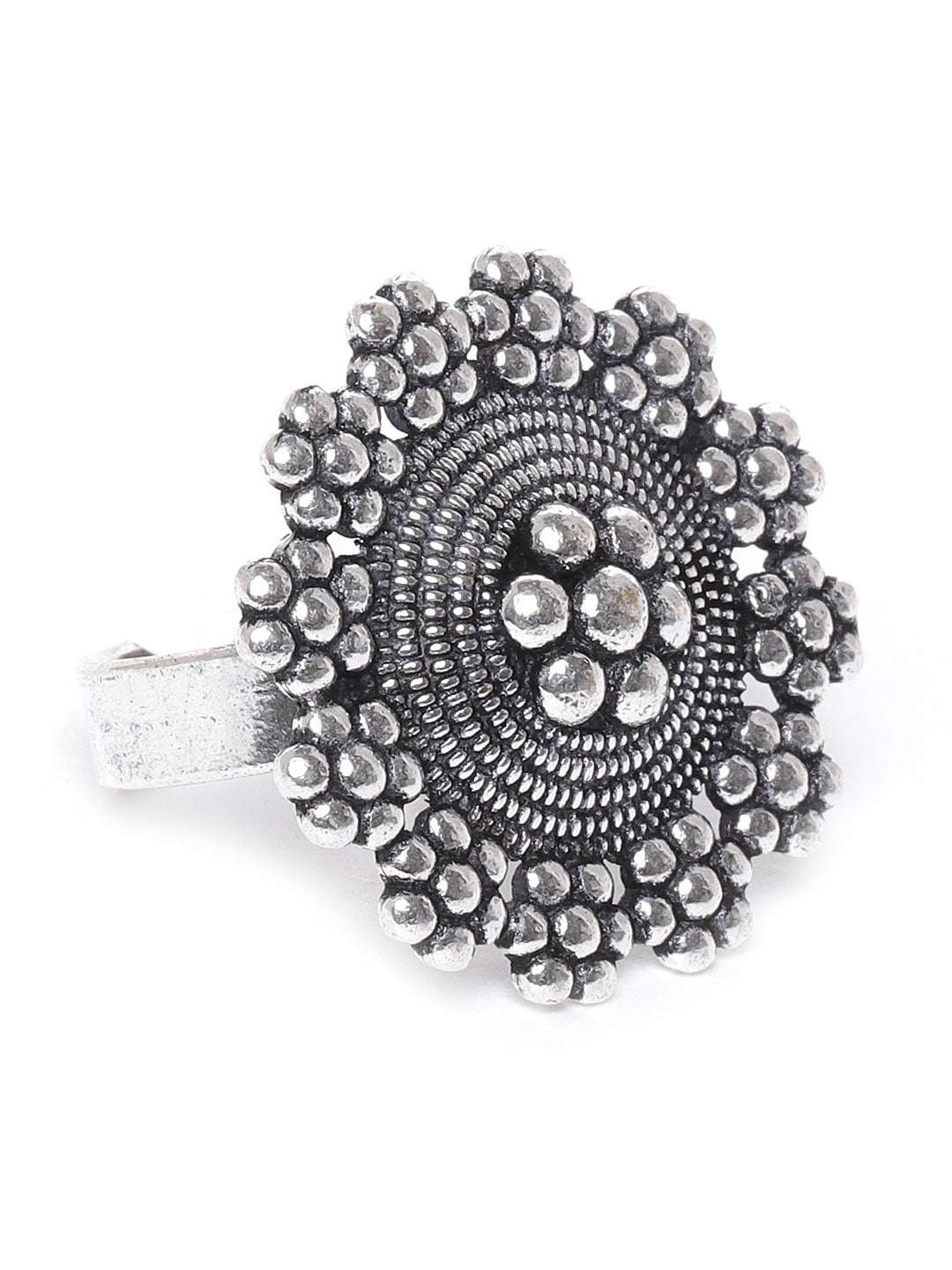 Priyaasi Women German Silver Oxidised Ghungroo Jewellery Set With Ring & Nosepin - Swadesiicart