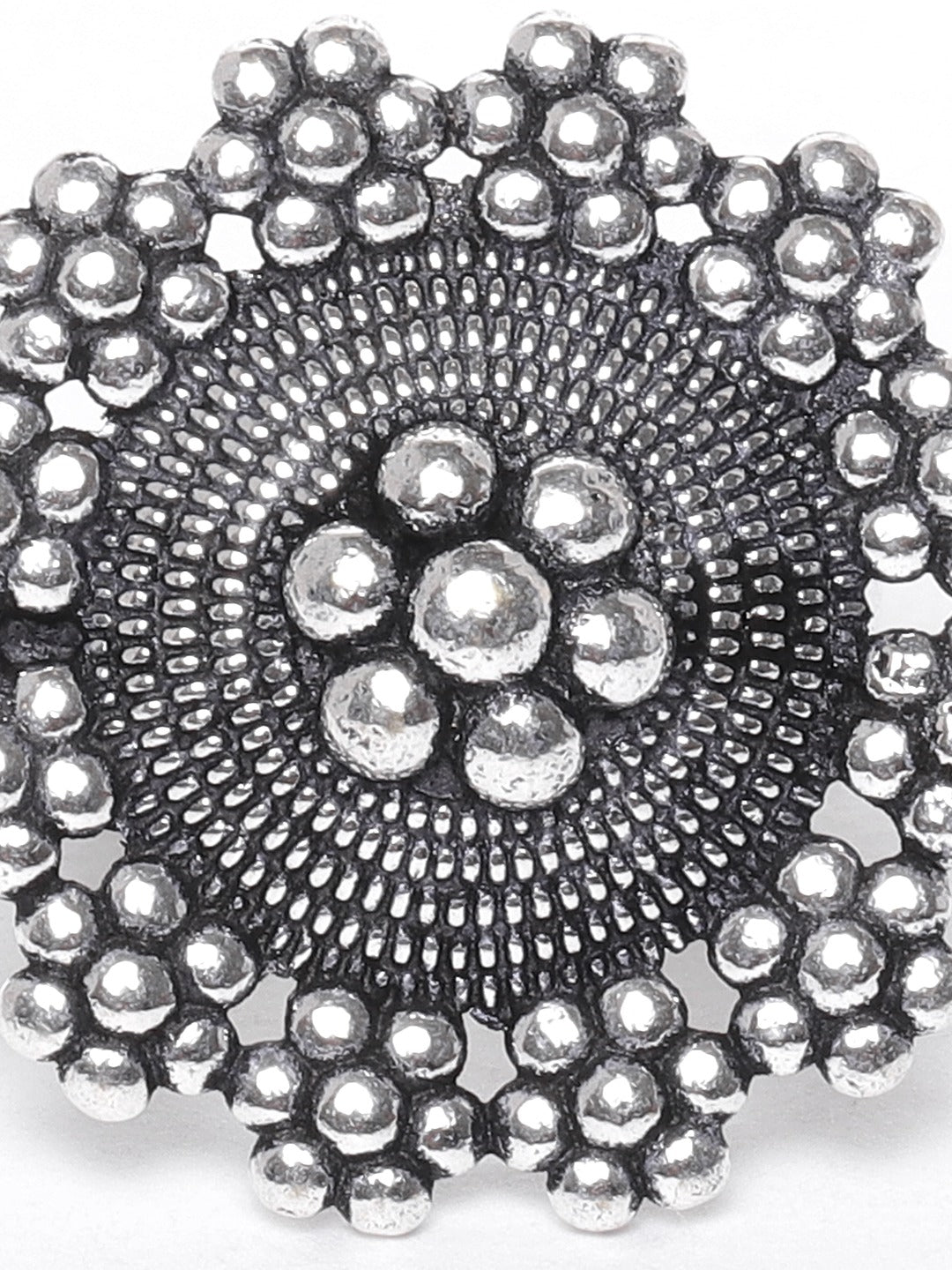 Priyaasi Women German Silver Oxidised Ghungroo Jewellery Set With Ring & Nosepin - Swadesiicart