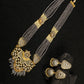 Priyaasi Women Grey Pearls Beads Kundan Gold-Polished Ranihaar Jewellery Set - Noz2Toz