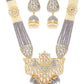 Priyaasi Women Grey Pearls Beads Kundan Gold-Polished Ranihaar Jewellery Set - Swadesiicart