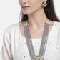 Priyaasi Women Grey Beads Kundan Gold-Polished Ranihaar Jewellery Set - Swadesiicart