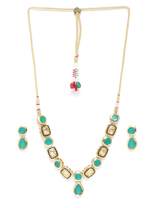 Priyaasi Women Turquoise Blue Stones Jewellery Set - Swadesiicart