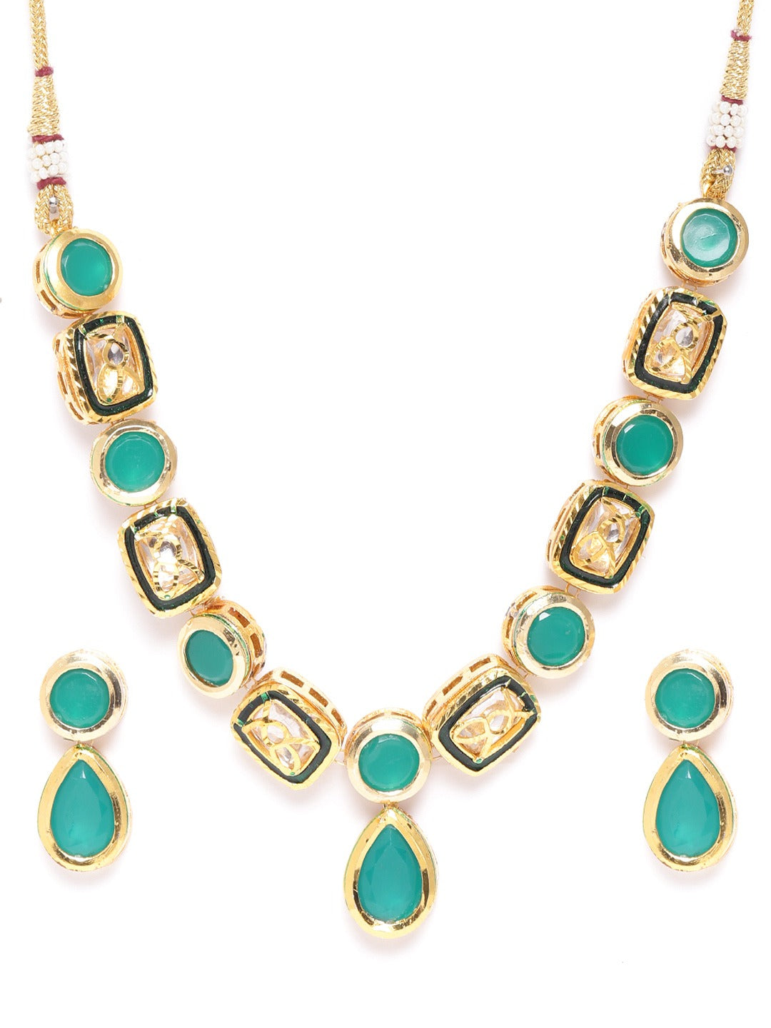 Priyaasi Women Turquoise Blue Stones Jewellery Set - Swadesiicart