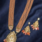 Priyaasi Women Peach Beads Kundan Stones Ranihar Jewellery Set - Noz2Toz