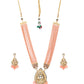 Priyaasi Women Peach Beads Kundan Stones Ranihar Jewellery Set - Swadesiicart