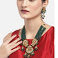 Priyaasi Women Green & Red Beads Kundan Gold-Polished Jewellery Set - Swadesiicart