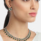 Priyaasi Women Emerald American Diamond Rose Gold-Polished Floral Jewellery Set - Swadesiicart