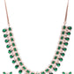 Priyaasi Women Emerald American Diamond Rose Gold-Polished Floral Jewellery Set - Swadesiicart