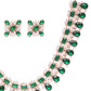 Priyaasi Women Emerald American Diamond Rose Gold-Polished Floral Jewellery Set - Swadesiicart