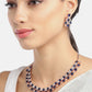 Priyaasi Women Blue American Diamond Rose Gold-Polished Floral Jewellery Set - Swadesiicart