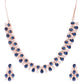 Priyaasi Women Blue American Diamond Rose Gold-Polished Floral Jewellery Set - Swadesiicart