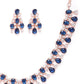 Priyaasi Women Blue American Diamond Rose Gold-Polished Floral Jewellery Set - Swadesiicart