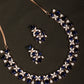 Priyaasi Women Blue American Diamond Rose Gold-Polished Floral Jewellery Set - Noz2Toz