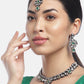 Priyaasi Women Black Kundan Emerald Stones Jewellery Set - Swadesiicart