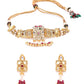 Priyaasi Women Red White Beads Kundan Gold-Polished Jewellery Set - Swadesiicart