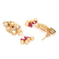 Priyaasi Women Red White Beads Kundan Gold-Polished Jewellery Set - Swadesiicart