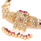 Priyaasi Women Red White Beads Kundan Gold-Polished Jewellery Set - Swadesiicart