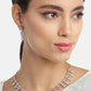 Priyaasi Women American Diamond Rose Gold-Polished Leaf Jewellery Set - Swadesiicart