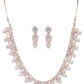 Priyaasi Women American Diamond Rose Gold-Polished Leaf Jewellery Set - Swadesiicart