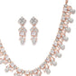 Priyaasi Women American Diamond Rose Gold-Polished Leaf Jewellery Set - Swadesiicart